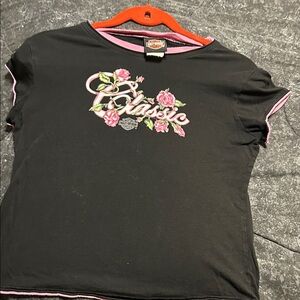 Vintage Las Vegas Harley-Davidson Black and Pink Floral Tee